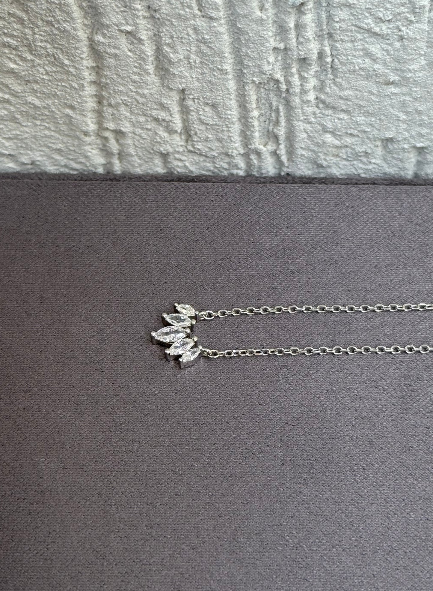 “White Stone Pendant Necklace - Sterling Silver 925 with Zircon Stones-Plated Rhodium White Gold 18K”