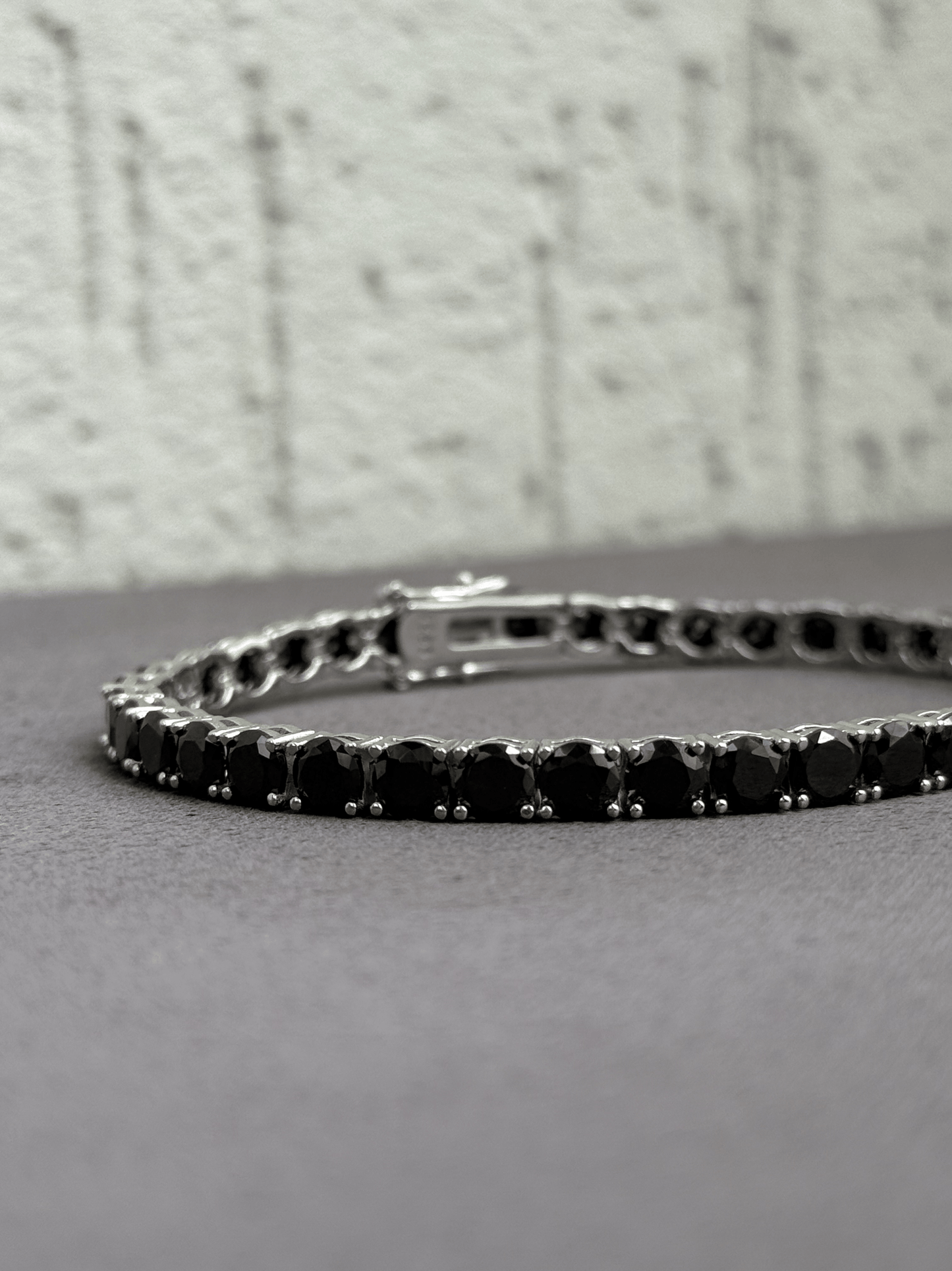 Tennis Bracelet - Sterling Silver 925 with Black Sparkling Zircon Stones