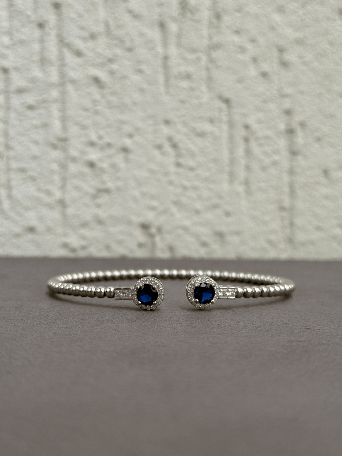 Radiance Beaded Bangle - Adjustable - Sterling Silver 925 with Zircon and Gemstones
