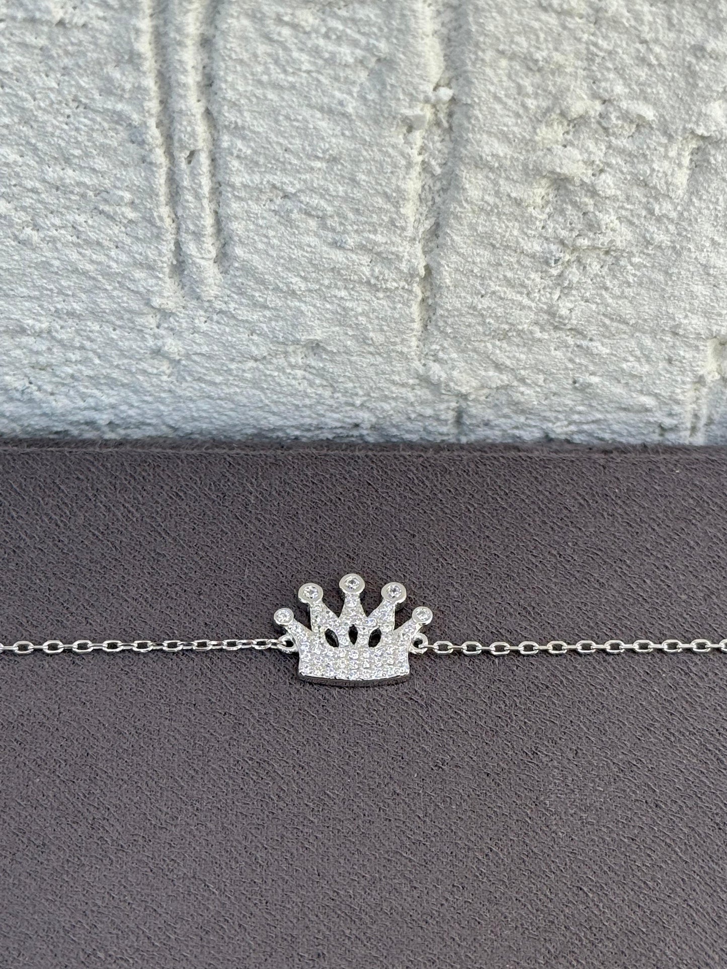 Majestic Crown Bracelet - Sterling Silver 925 - Plated Rhodium White Gold 18K - Adjustable Size