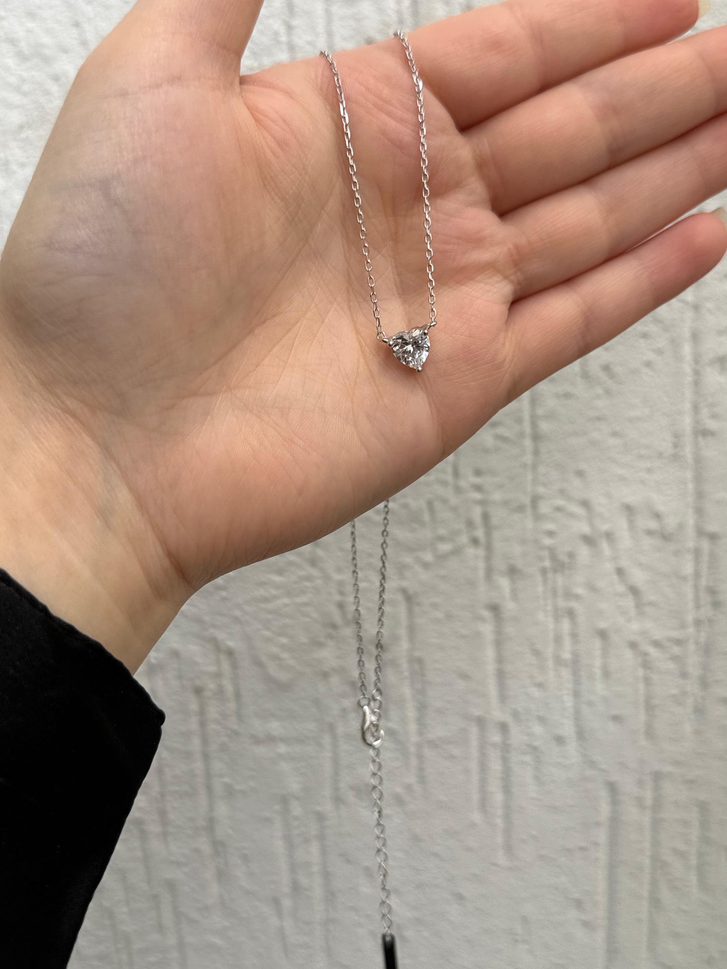 Heart Pendant Necklace - Elegant Design - Sterling Silver 925 with Zircon Stones Plated Rhodium White Gold 18K