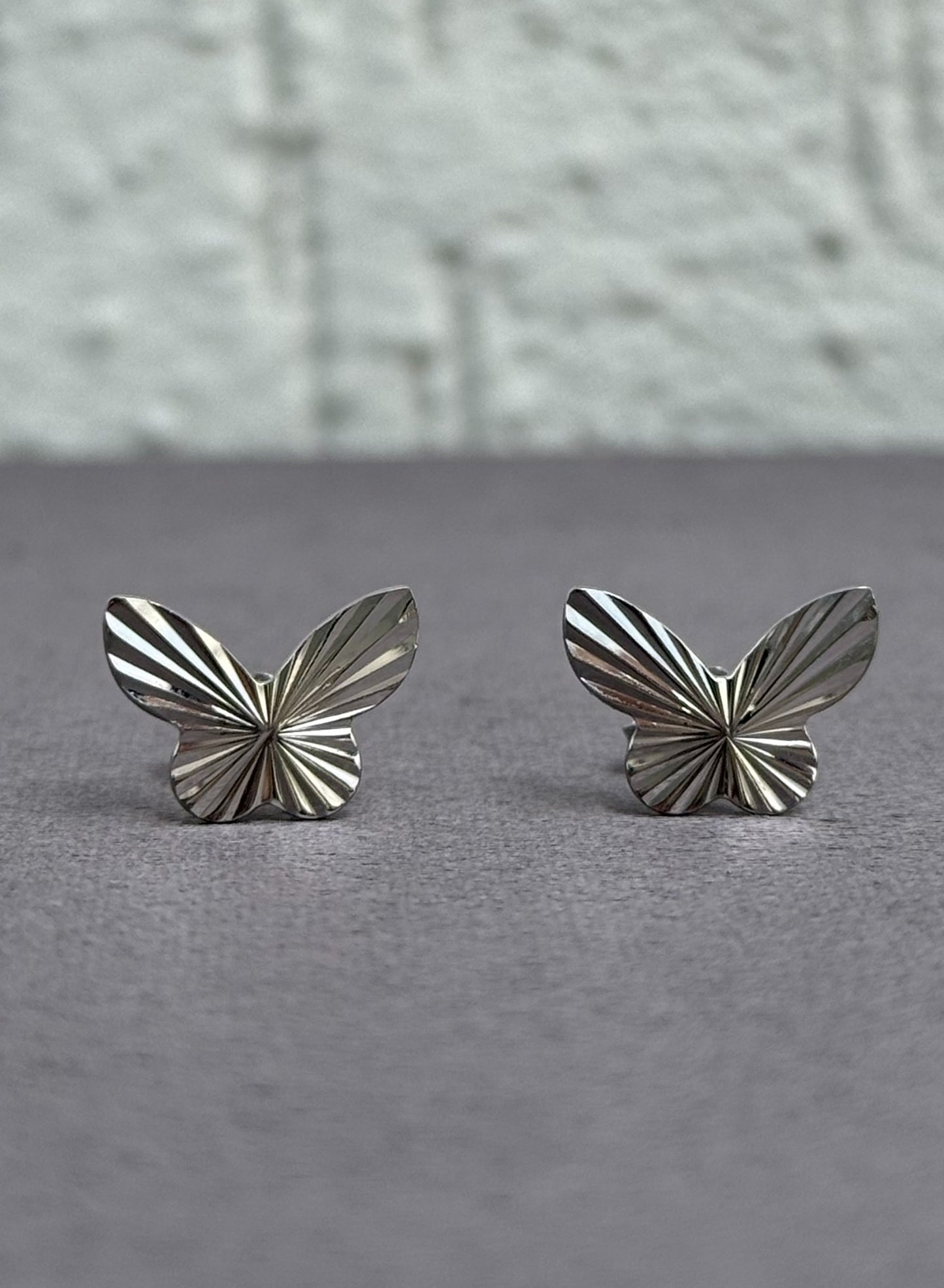 Butterfly Silver Earrings 925 - Plated Rhodium White Gold 18K