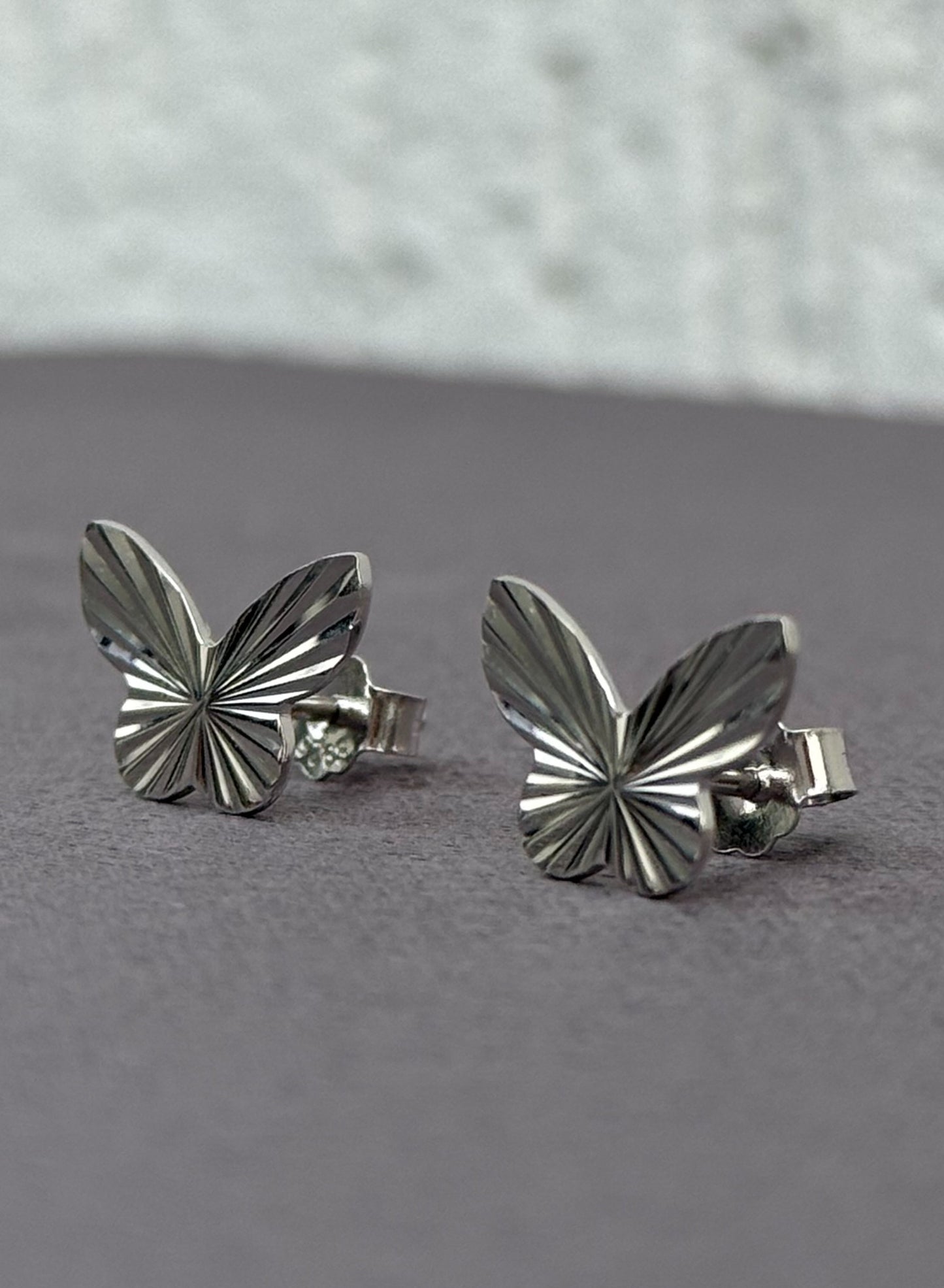 Butterfly Silver Earrings 925 - Plated Rhodium White Gold 18K