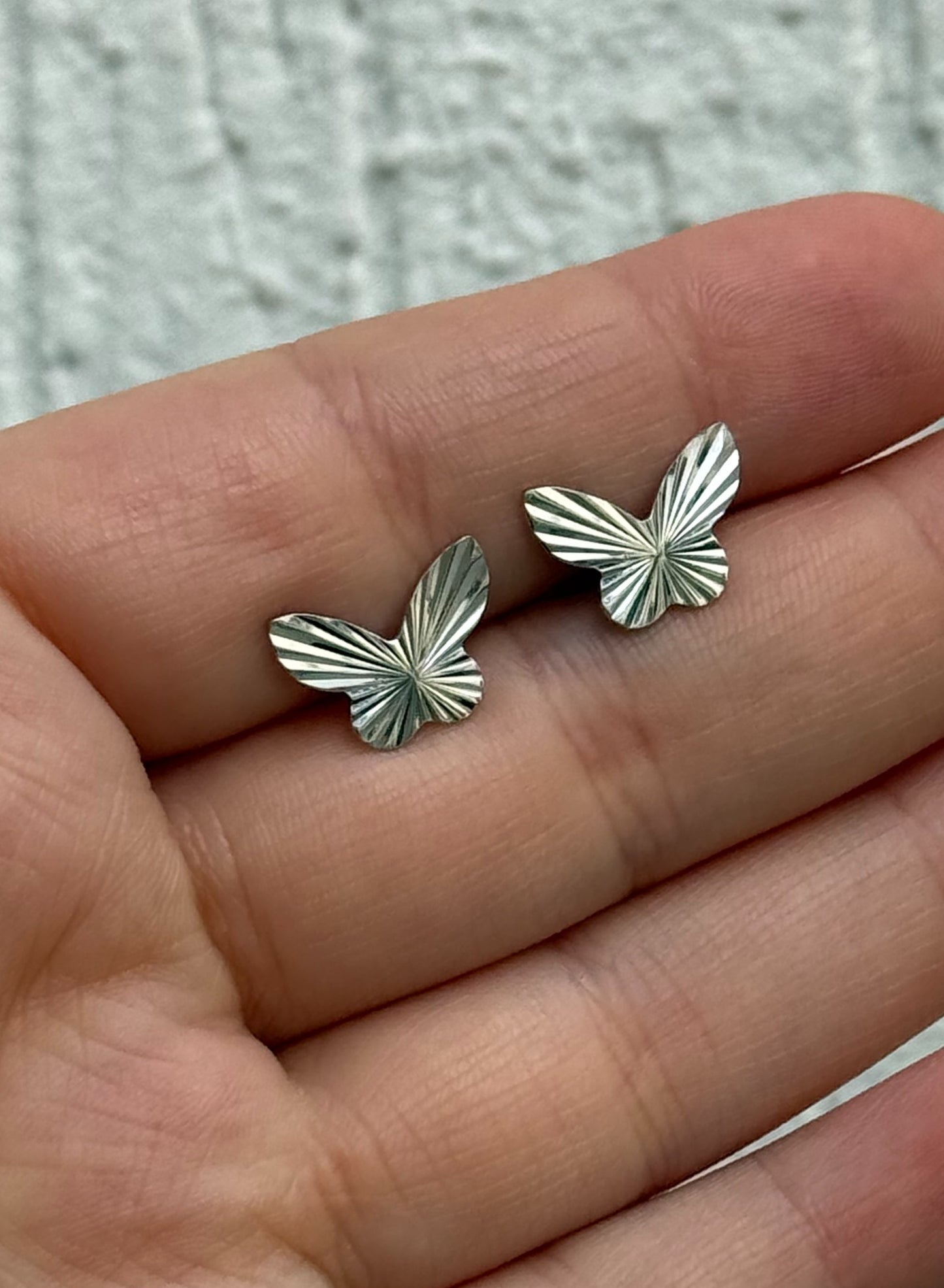 Butterfly Silver Earrings 925 - Plated Rhodium White Gold 18K