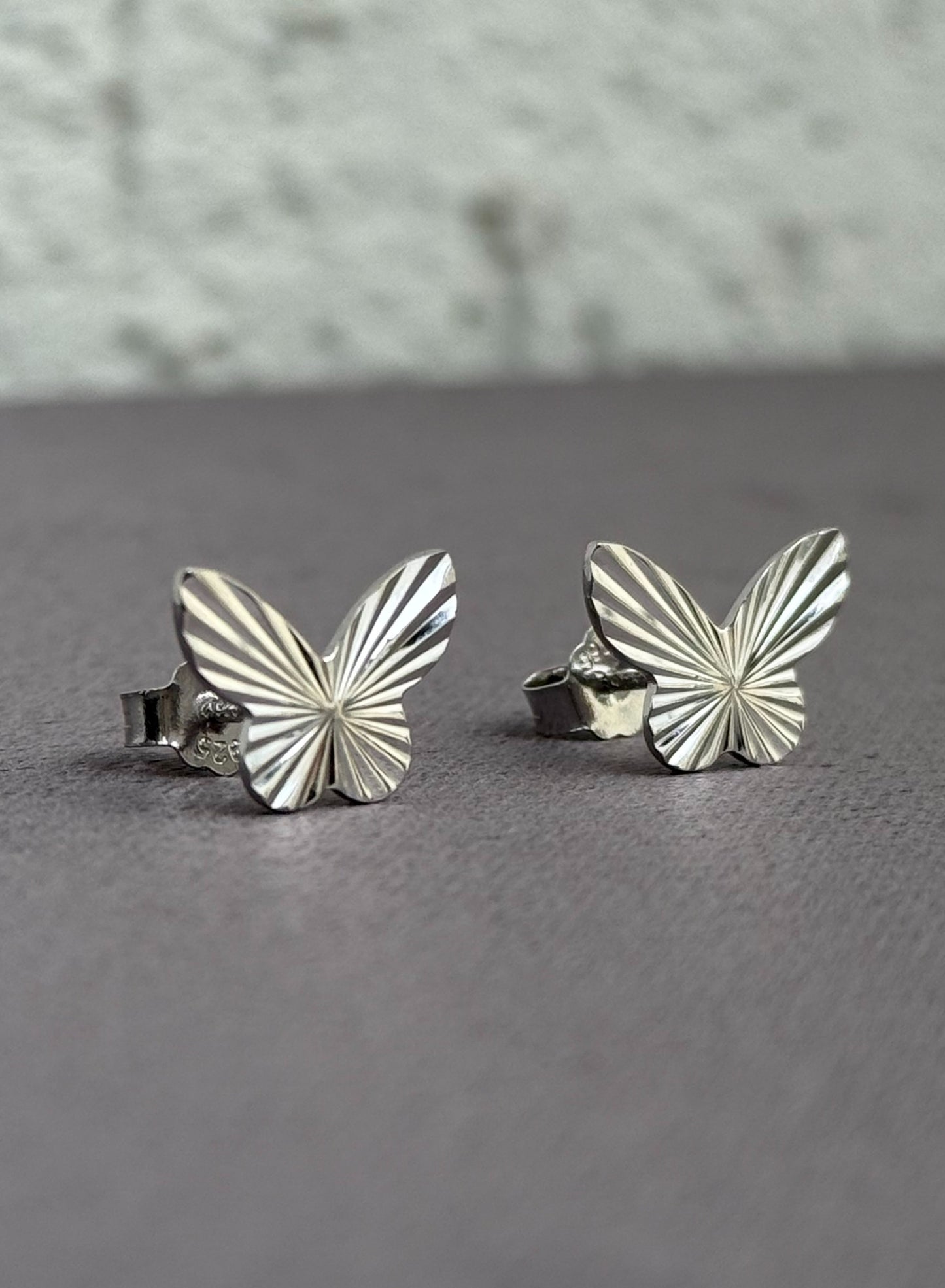 Butterfly Silver Earrings 925 - Plated Rhodium White Gold 18K