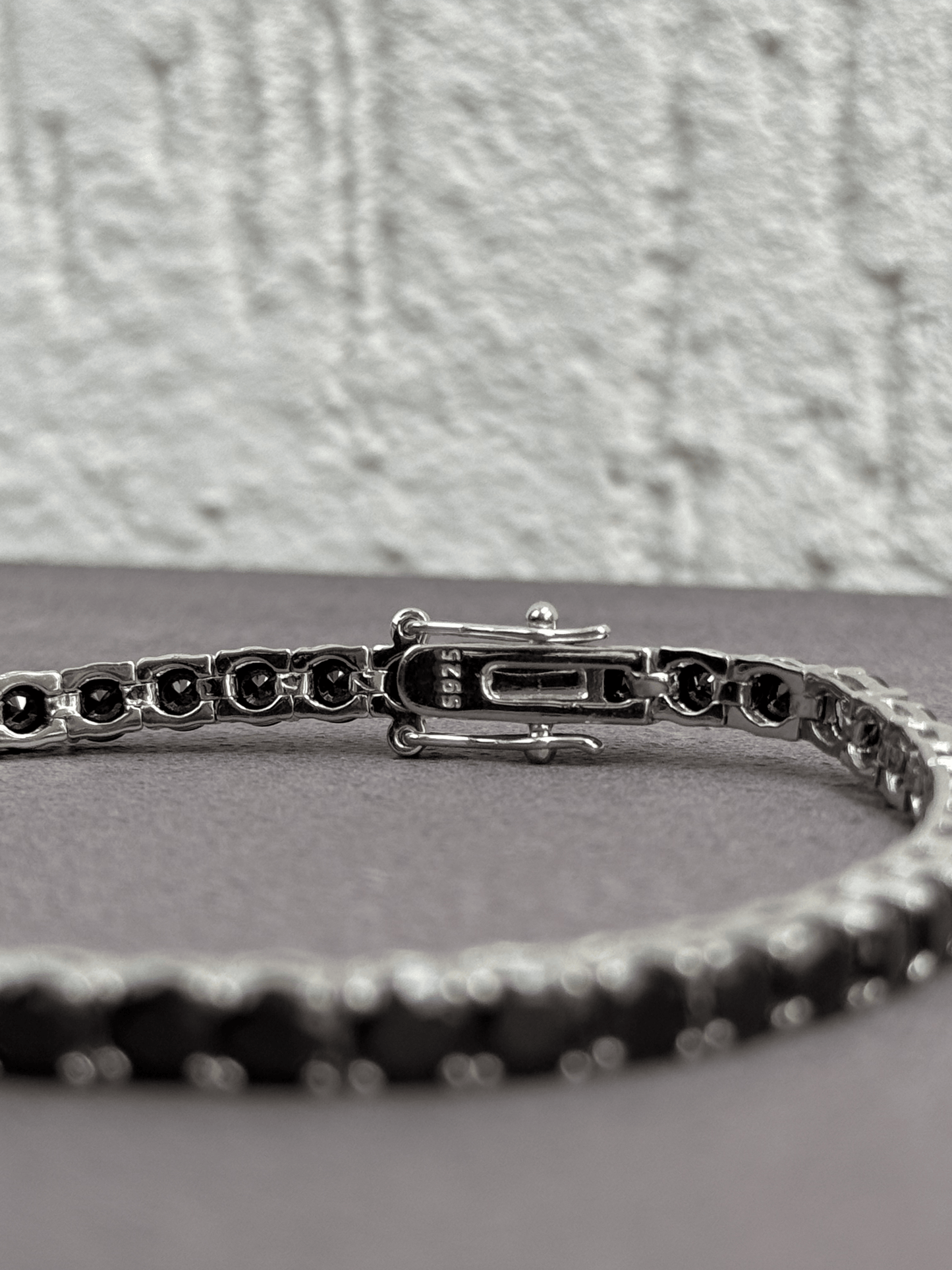 Tennis Bracelet - Sterling Silver 925 with Black Sparkling Zircon Stones