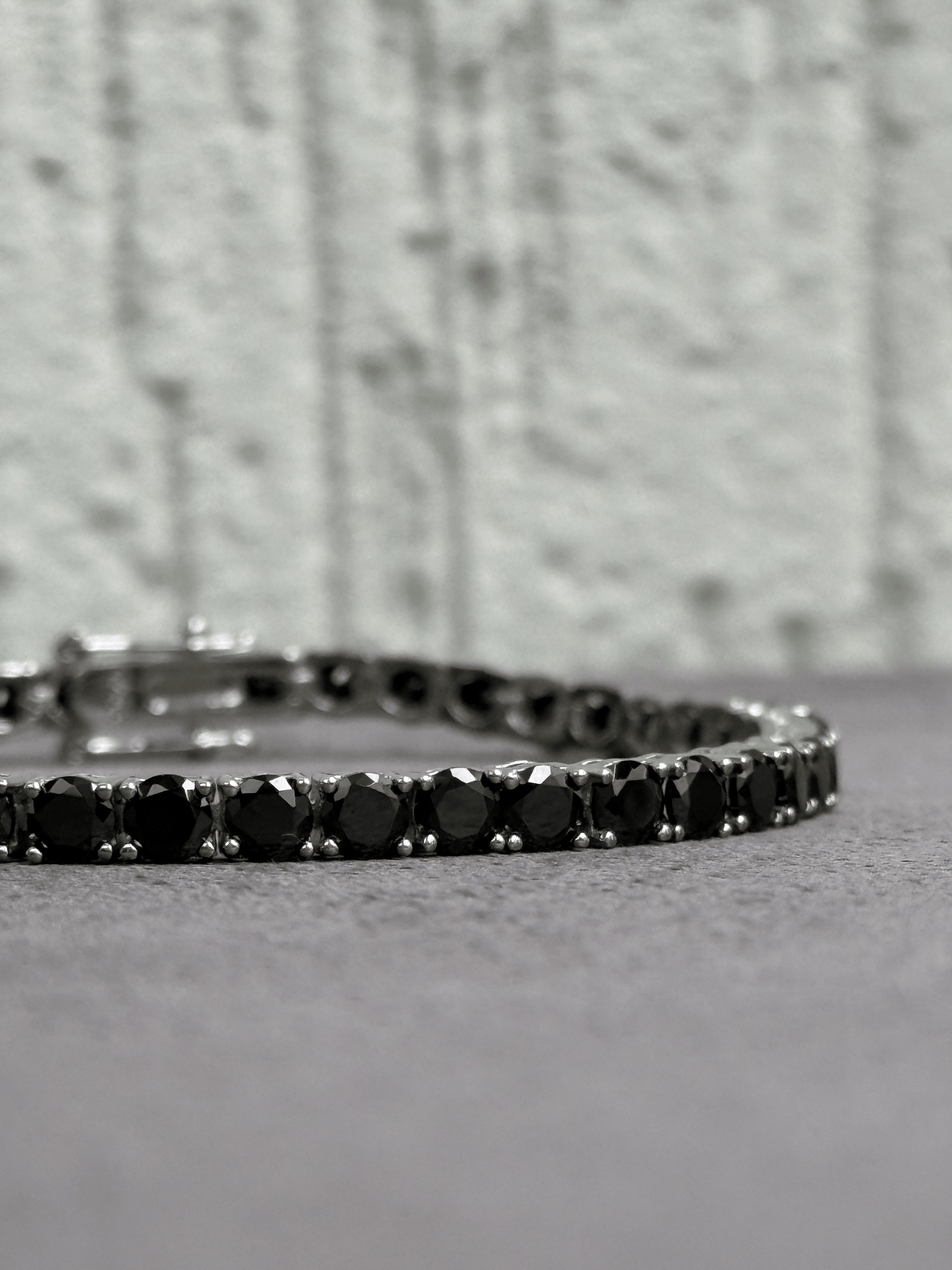 Tennis Bracelet - Sterling Silver 925 with Black Sparkling Zircon Stones