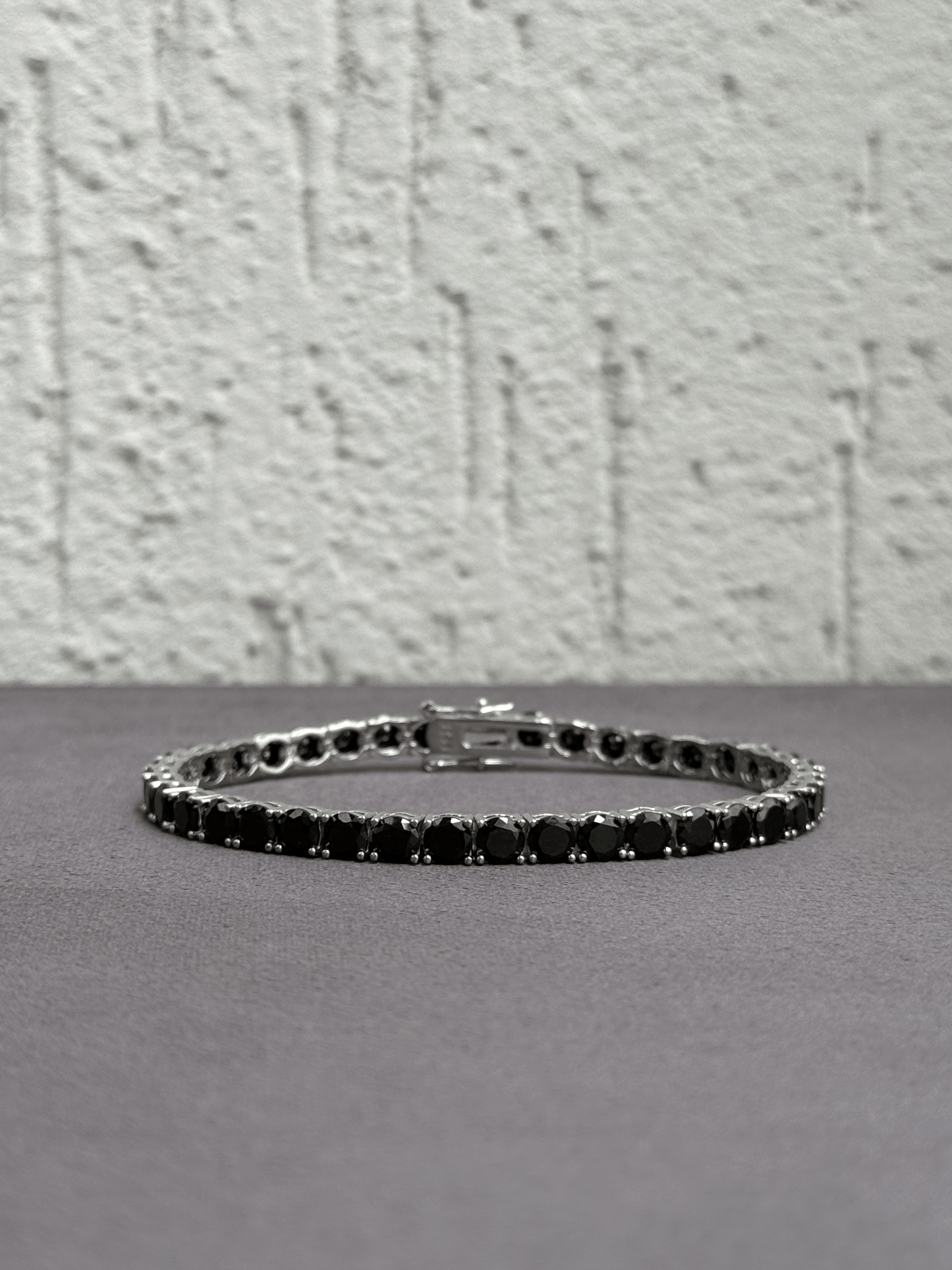 Tennis Bracelet - Sterling Silver 925 with Black Sparkling Zircon Stones