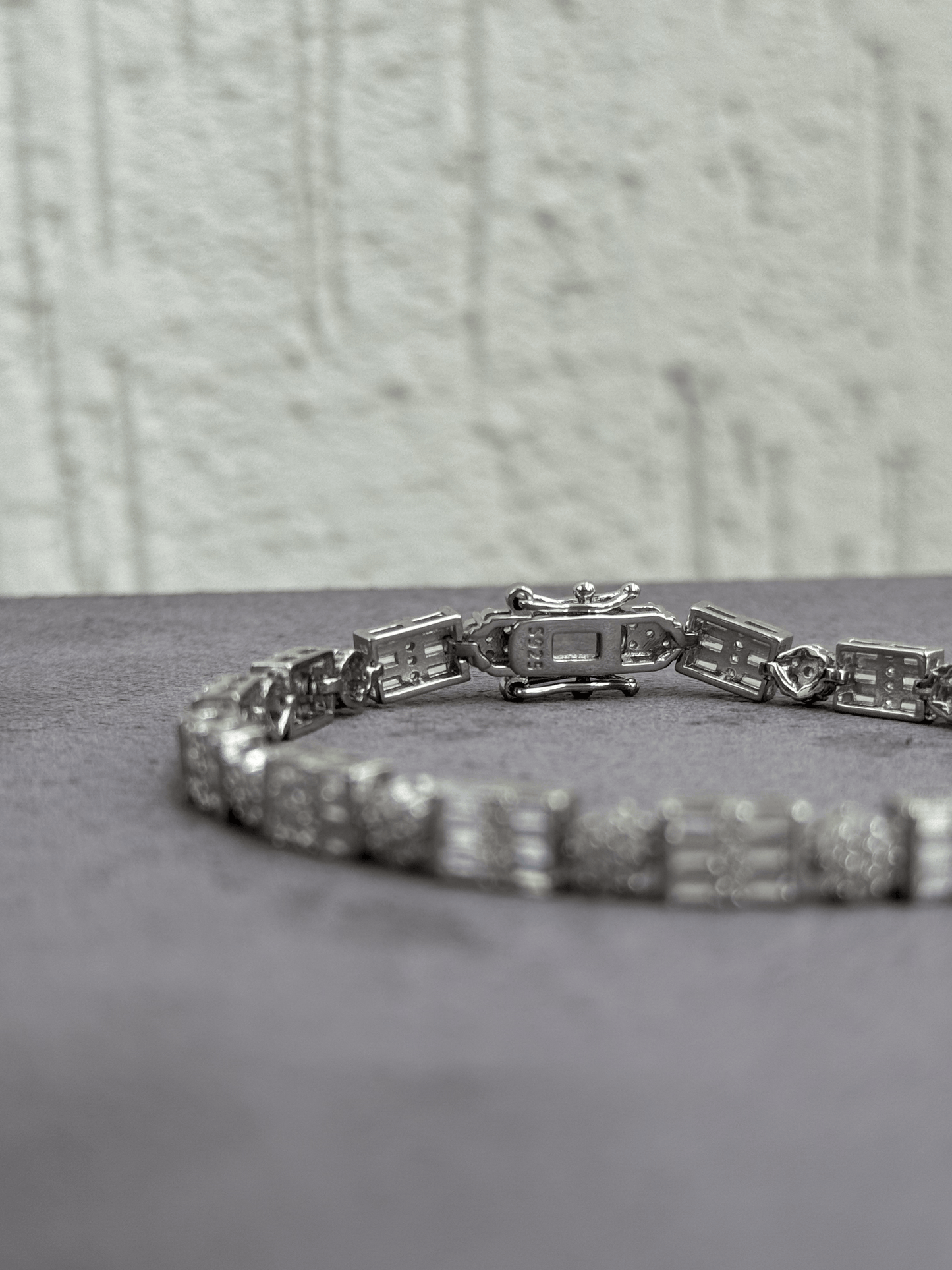 Prismatic Beam Bracelet - Sterling Silver 925 with Zircon and Baguette Stones