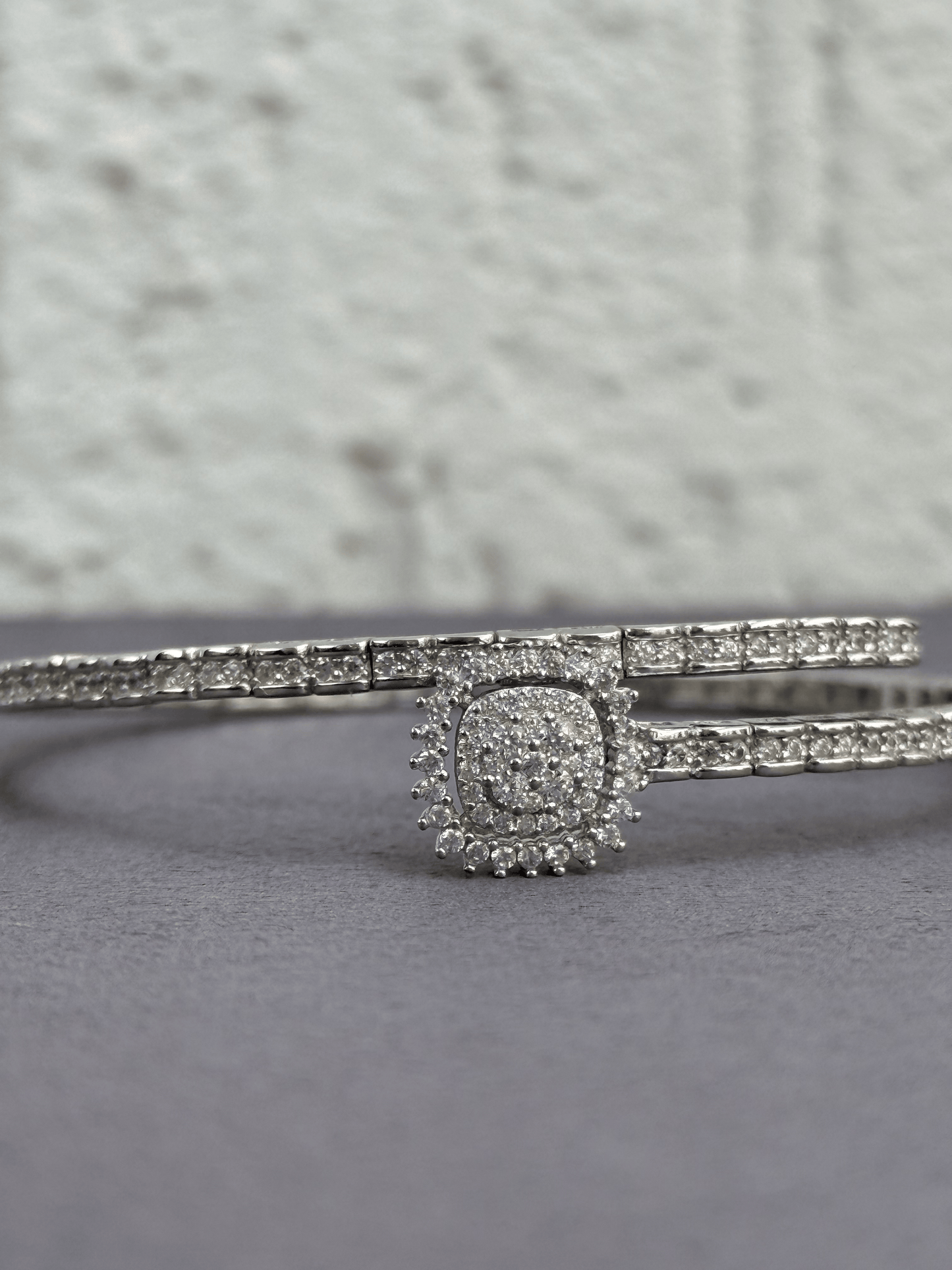 Halo Bangle - Adjustable Sterling Silver 925 with Zircon Stones