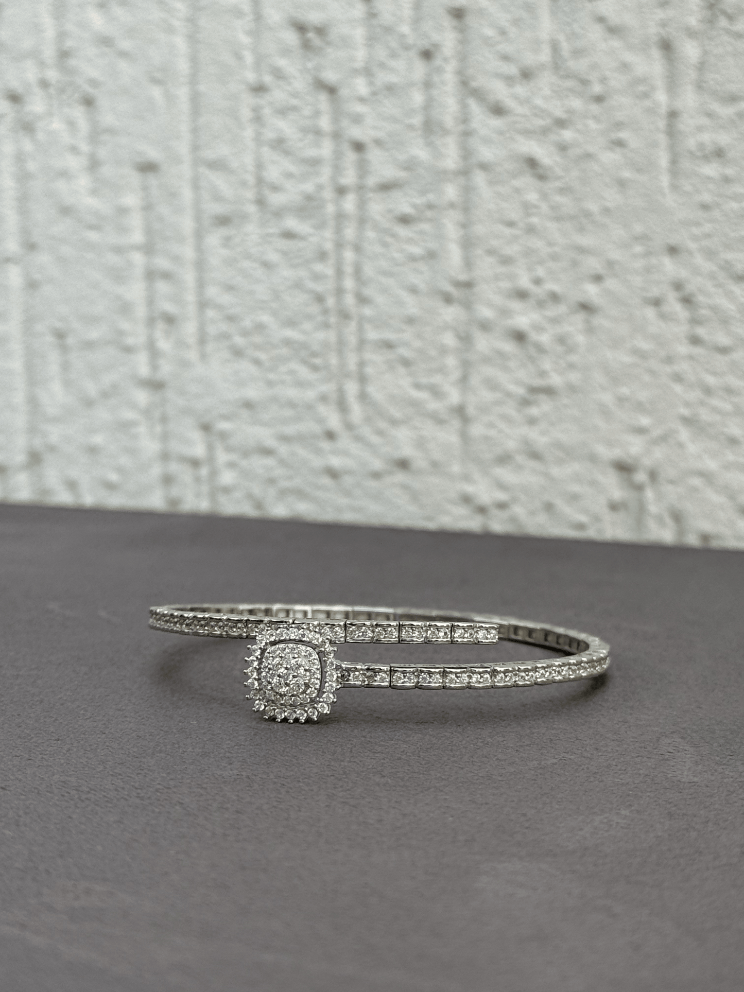 Halo Bangle - Adjustable Sterling Silver 925 with Zircon Stones