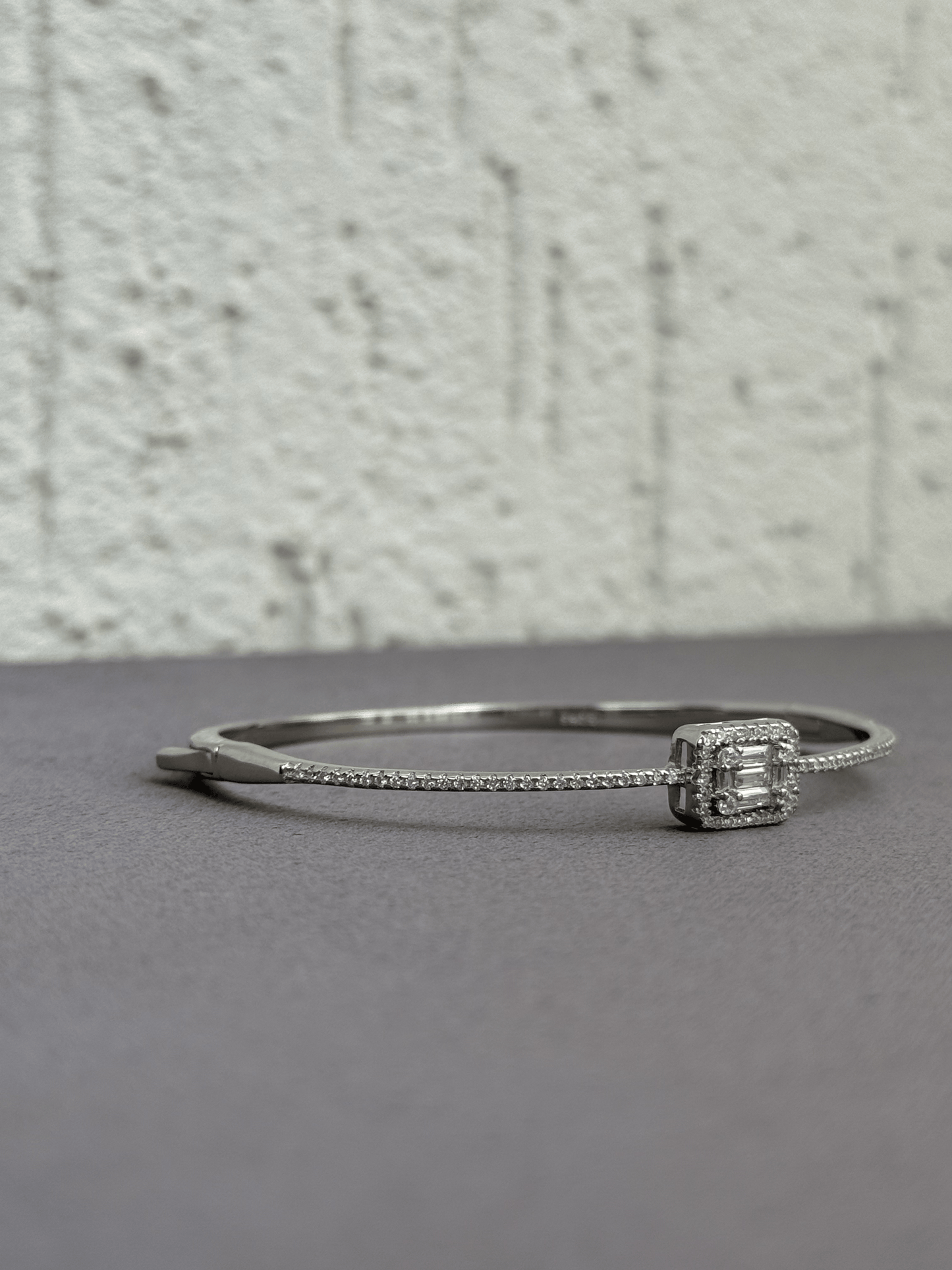 Classic Baguette Bangle - Sterling Silver 925 with Zircon and Baguette Stones