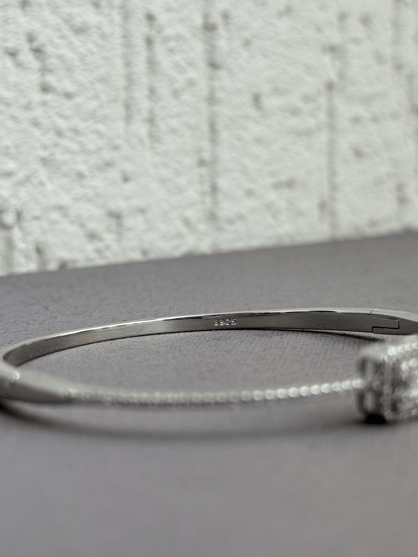 Classic Baguette Bangle - Sterling Silver 925 with Zircon and Baguette Stones