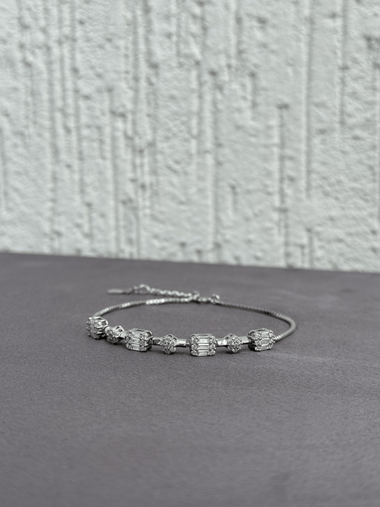 Celestial Grace Bracelet - Adjustable Sterling Silver 925 with Zircon and Baguett