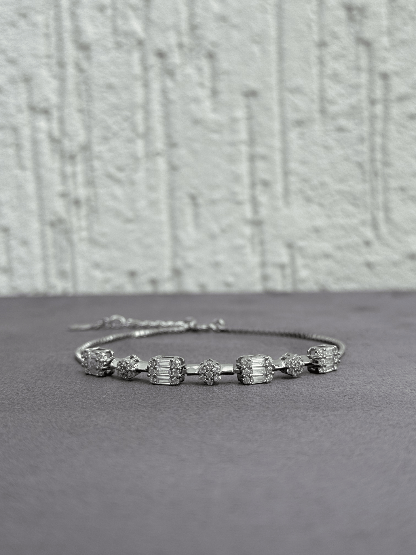 Celestial Grace Bracelet - Adjustable Sterling Silver 925 with Zircon and Baguett