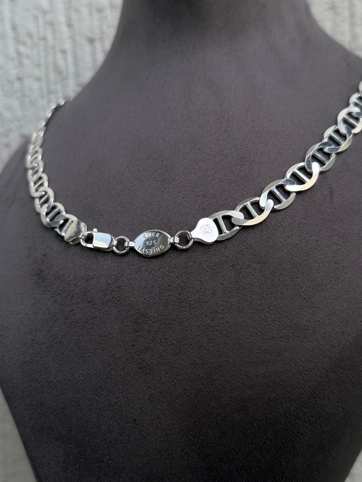 Classic Textured Chain Necklace - Sterling Silver 925 - Plated Rhodium White Gold 18K - Available in Multiple Sizes