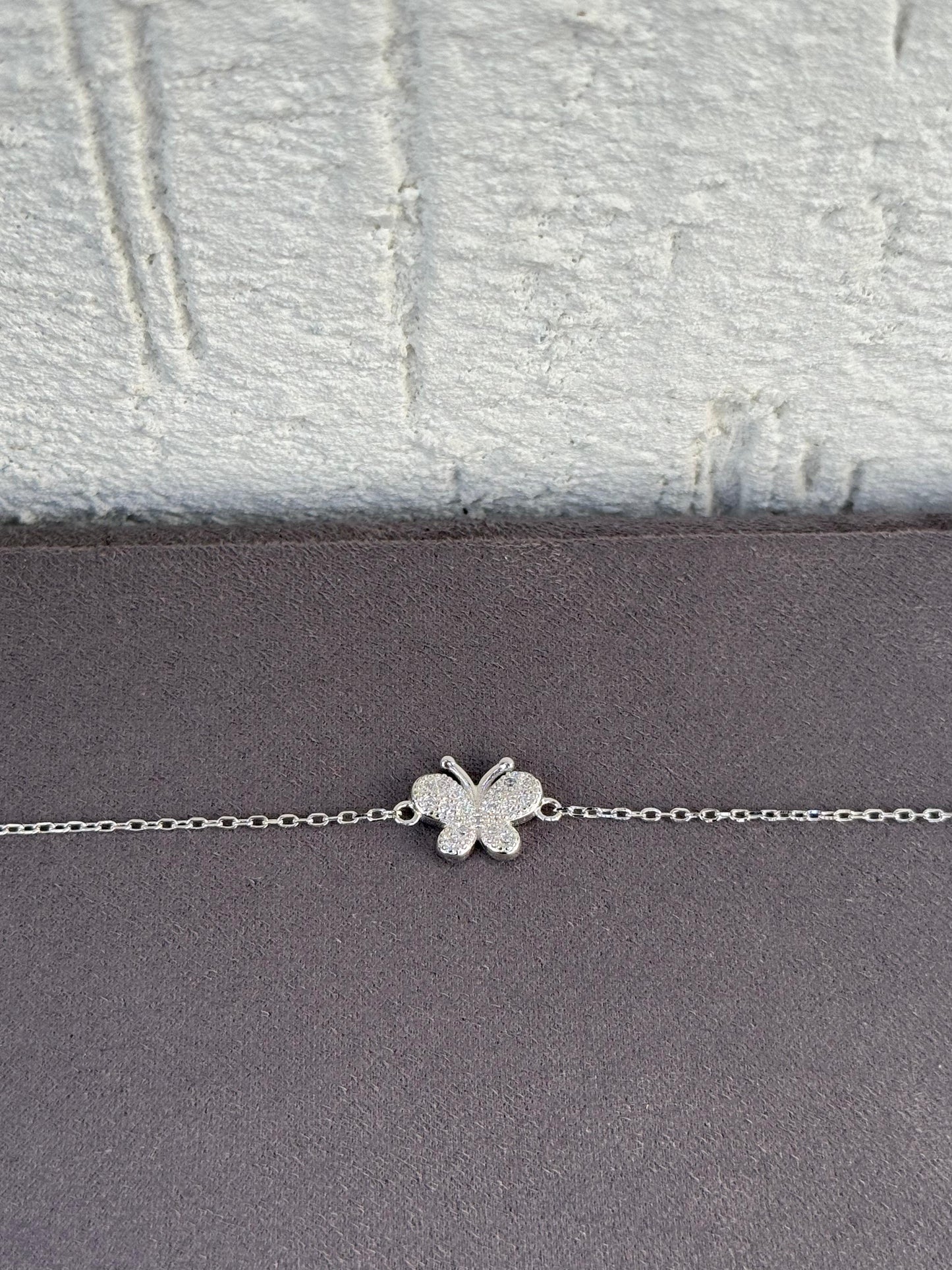 Elegant Butterfly Bracelet - Sterling Silver 925 - Plated Rhodium White Gold 18K - Adjustable Size